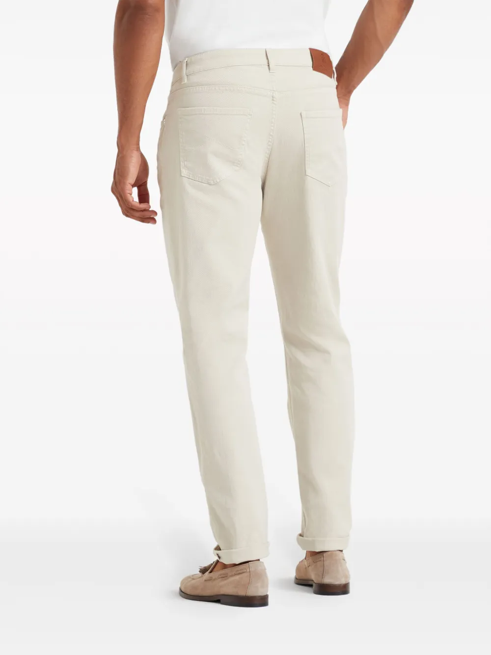 Brunello Cucinelli Straight-leg Stretch-cotton Trousers In Neutrals
