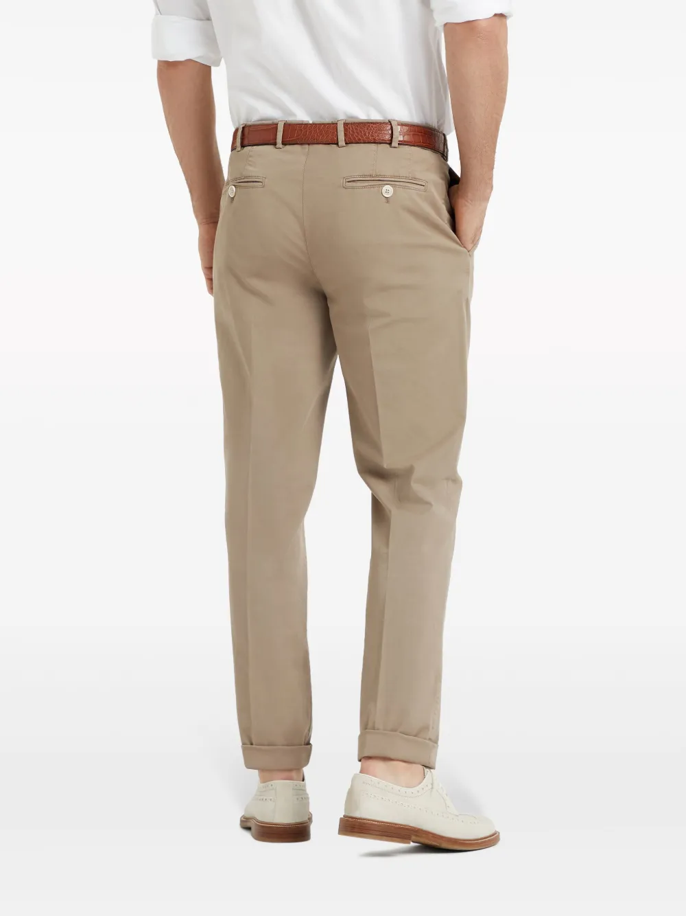 Brunello Cucinelli Cotton-blend Trousers In Neutrals