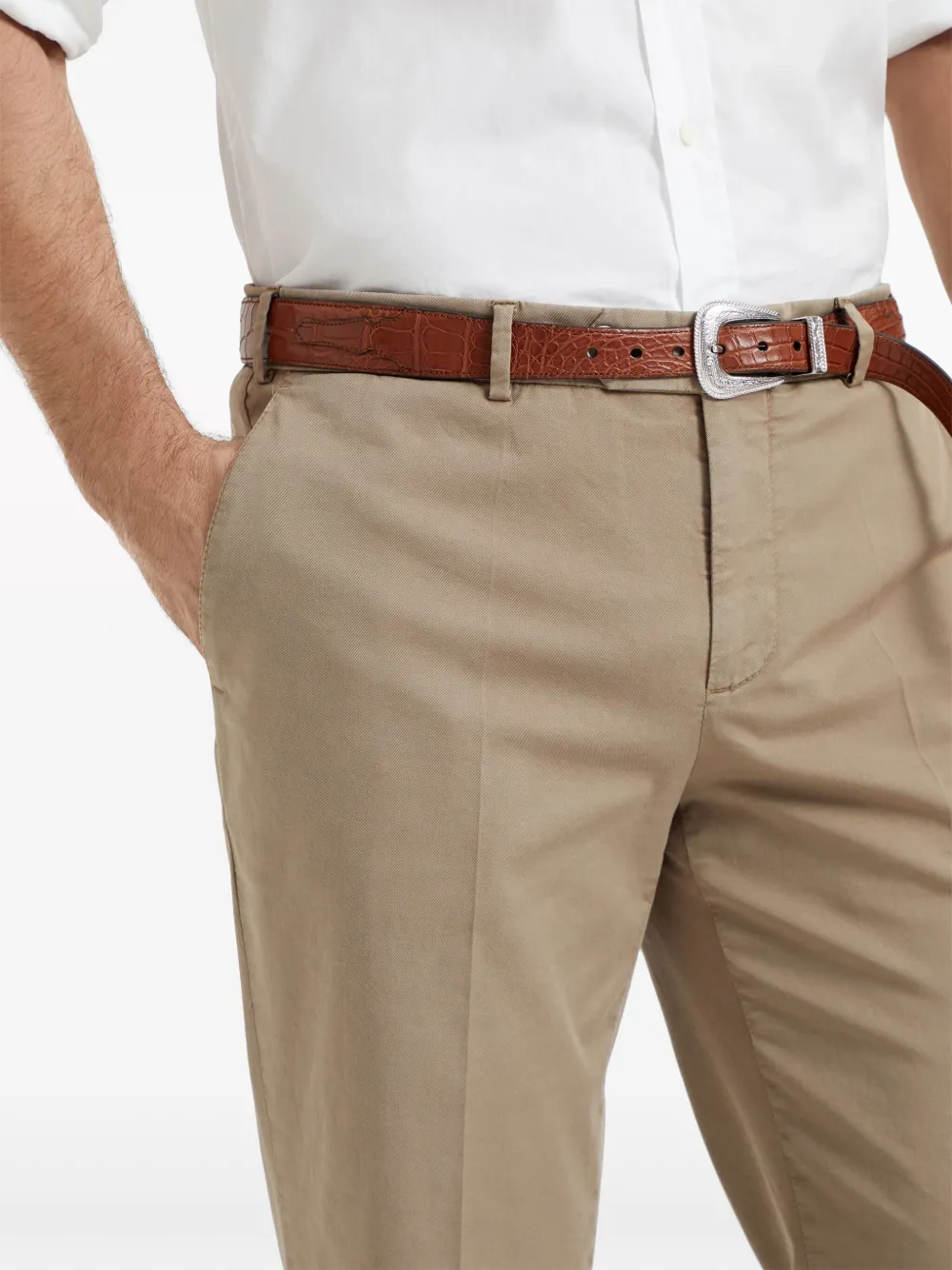 Brunello Cucinelli Cotton-blend Trousers In Neutrals