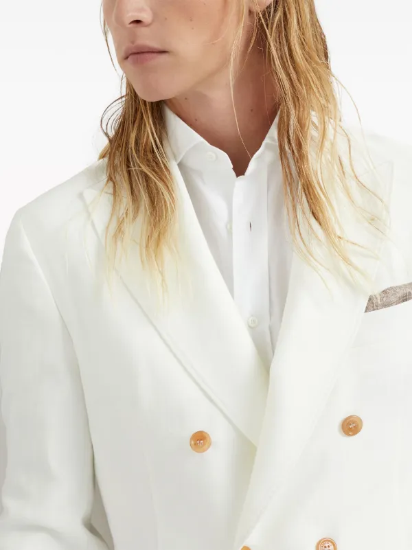 Brunello Cucinelli double-breasted Linen Blazer | White