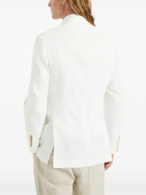 【送料&関税込】Brunello Cucinelli White Double Breasted Jac Brunello Cucinelli double-breasted Linen Blazer | White