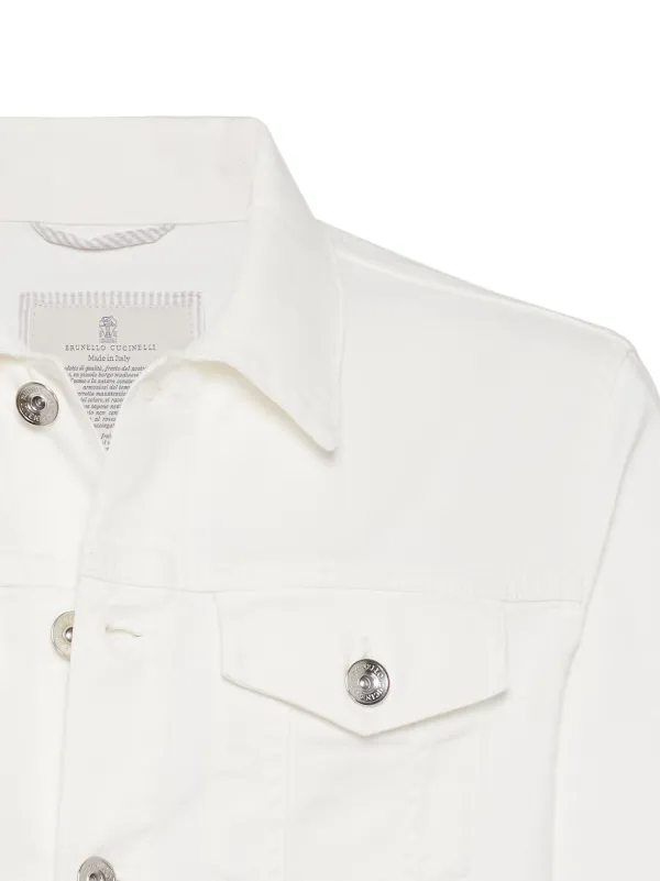 Brunello Cucinelli slim-fit Denim Jacket | White | FARFETCH