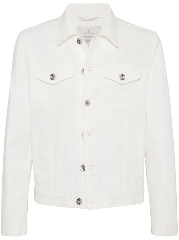 【関税＆送料込み】Brunello Cucinelli Jackets White Brunello Cucinelli - White Garment Dyed Denim Jacket