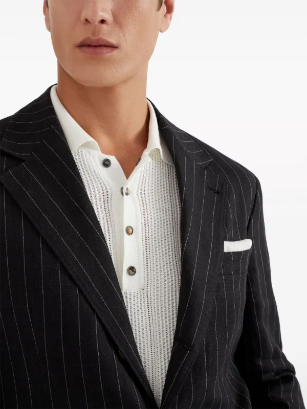 Brunello Cucinelli chalk stripe Linen Blazer Farfetch