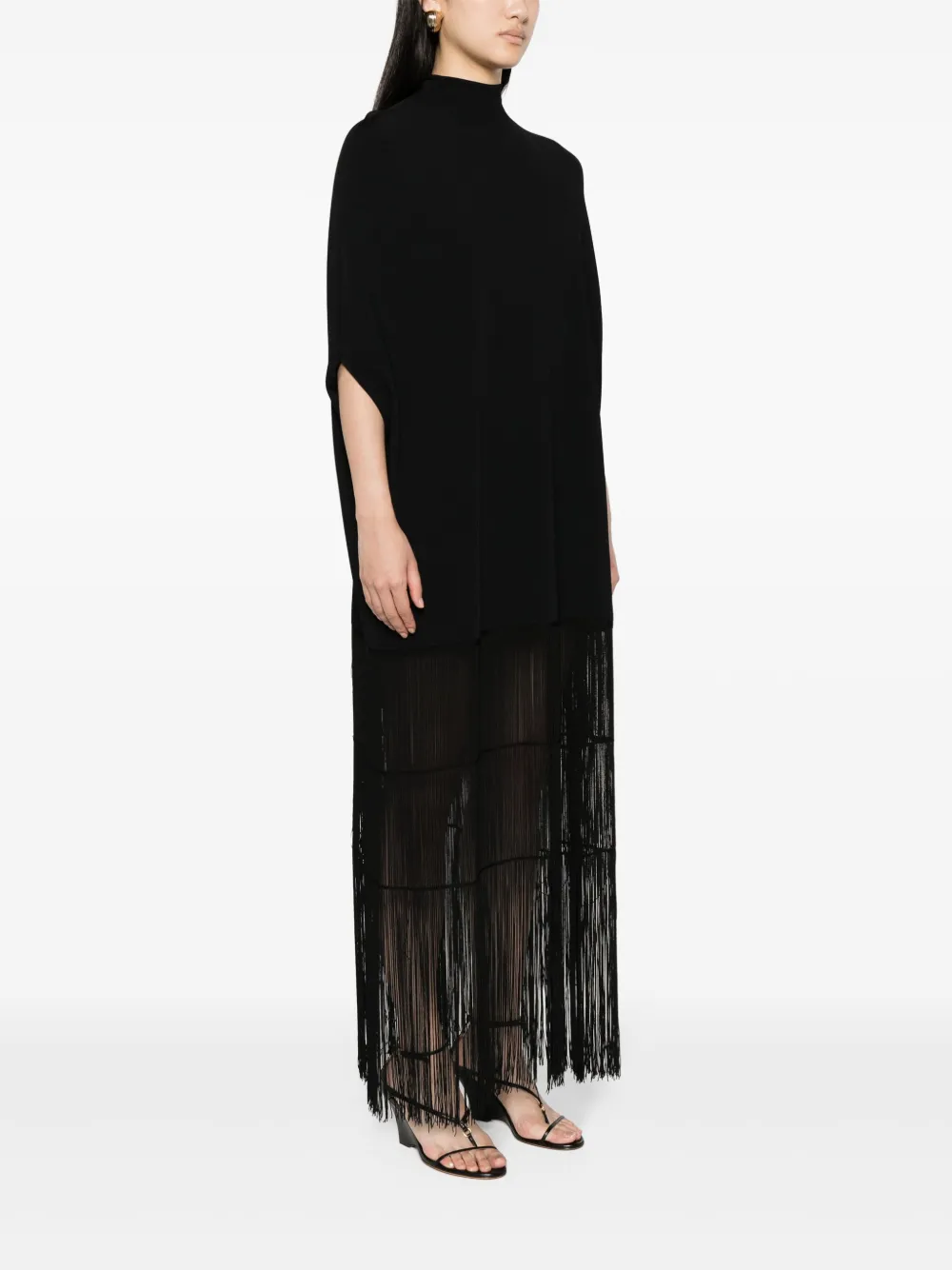 Shop Khaite Olson Fringed Maxi Dress In Black