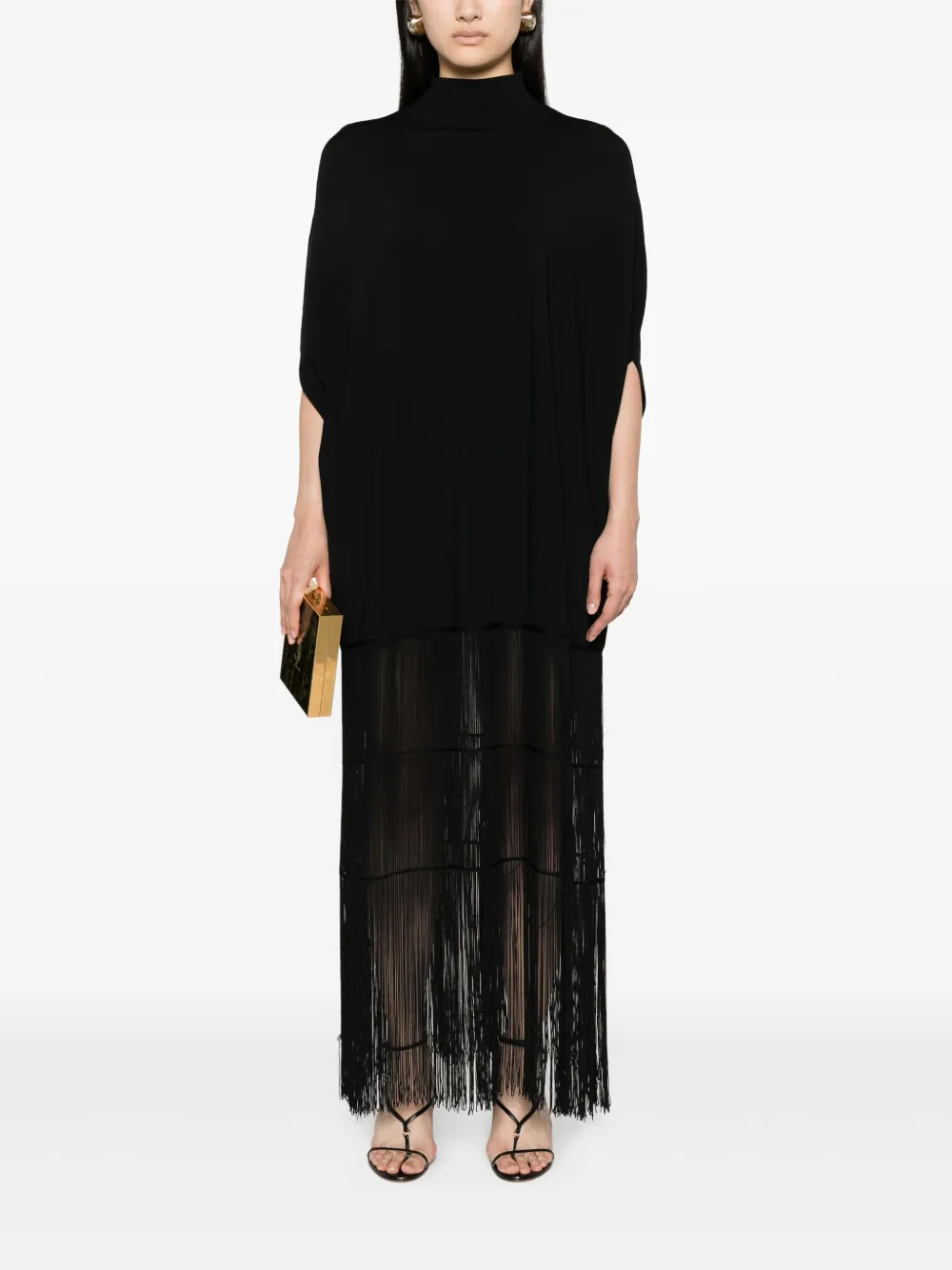 Shop Khaite Olson Fringed Maxi Dress In Black