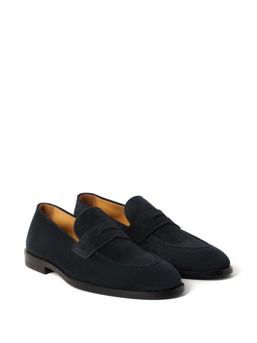 Shop Brunello Cucinelli Suede Penny Loafers In 黑色