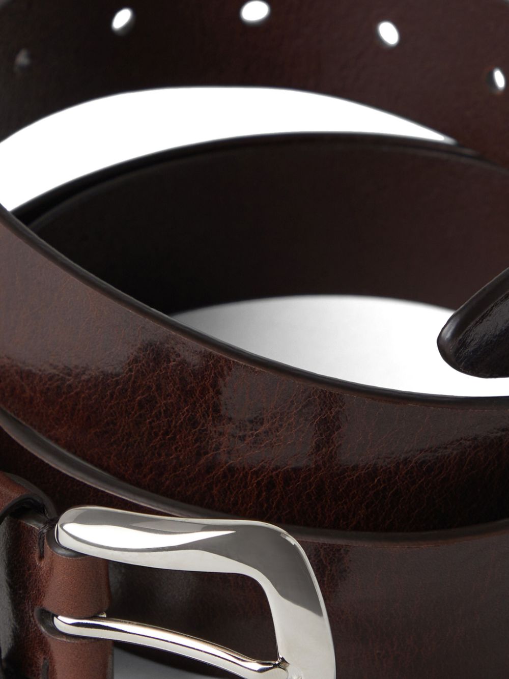 Shop Brunello Cucinelli Thin Leather Belt In Brown