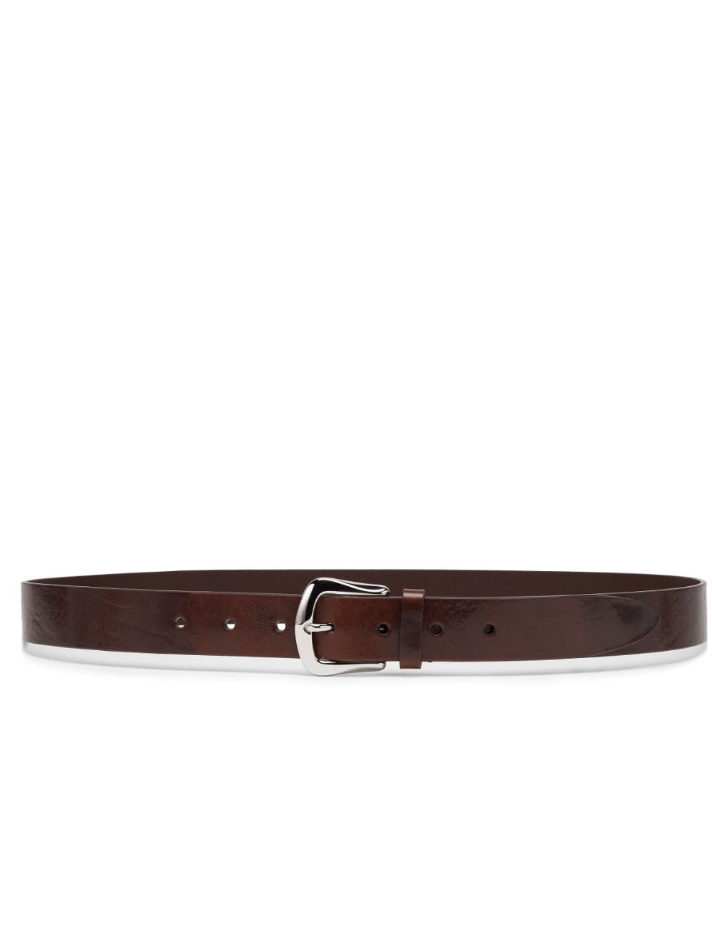 Shop Brunello Cucinelli Thin Leather Belt In Brown