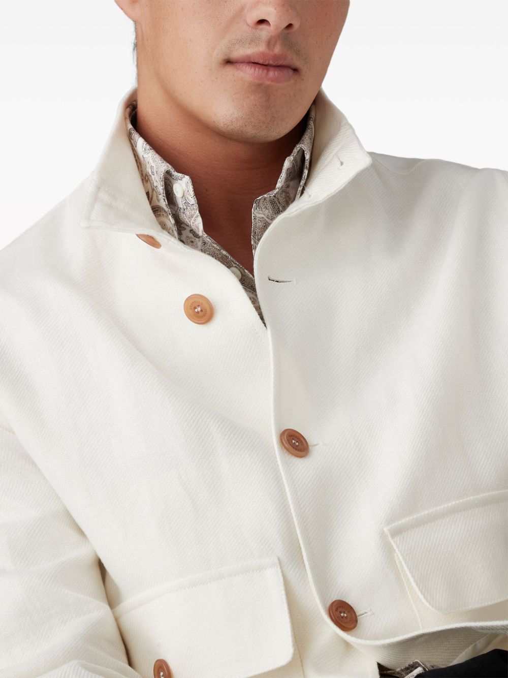 Shop Brunello Cucinelli Cargo-pocket Twill Bomber Jacket In White