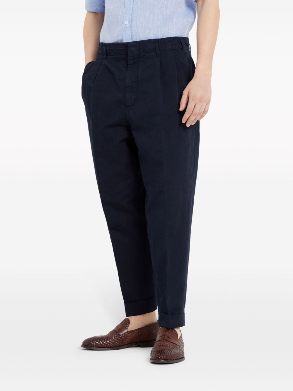 Shop Brunello Cucinelli Tapered Tailored Trousers In Blue
