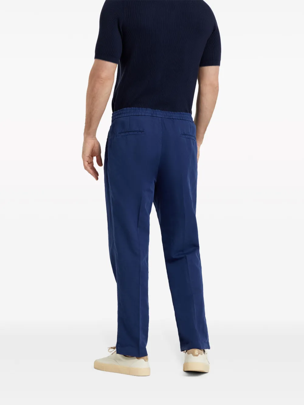 Shop Brunello Cucinelli Pleated Linen-cotton Trousers In Blue