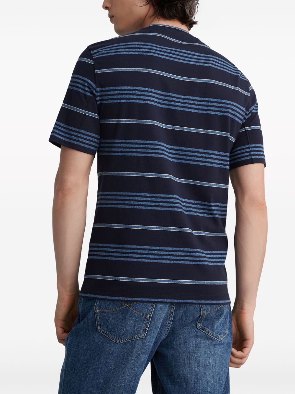 Shop Brunello Cucinelli Striped Cotton T-shirt In Blue