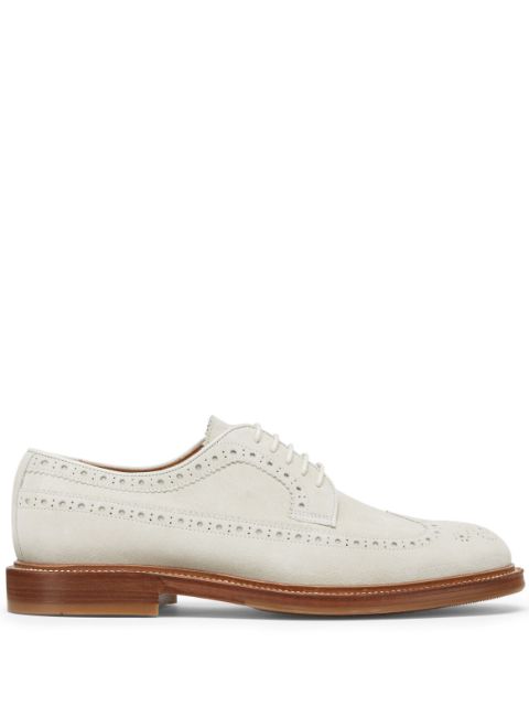 Brunello Cucinelli perforated-embellished suede derby shoes Men