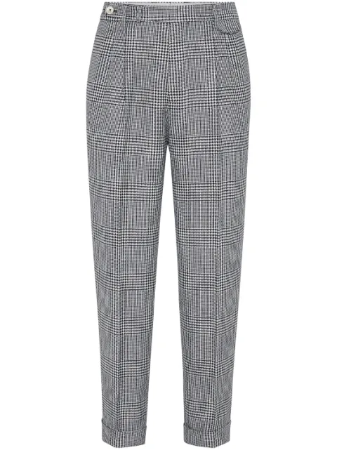 Brunello Cucinelli linen-blend checked trousers