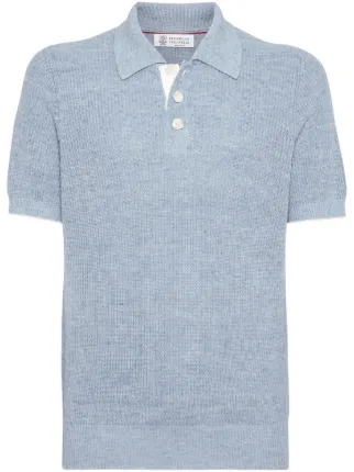 Tシャツ・カットソー BRUNELLO CUCINELLI SS25 Ribbed polo shirt (M29400015 CI807) Wide rib polo for Man in Navy Blue | Brunello Cucinelli