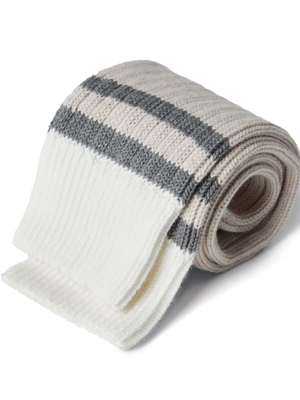 Shop Brunello Cucinelli Stripe-detail Cotton Socks In Neutrals