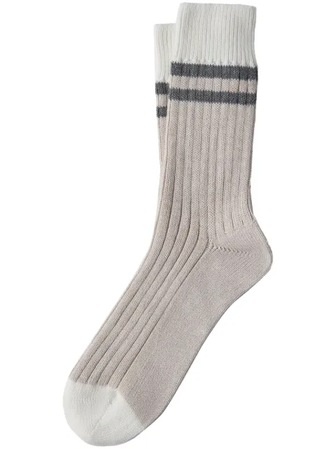 Brunello Cucinelli chaussettes en coton à détails rayés