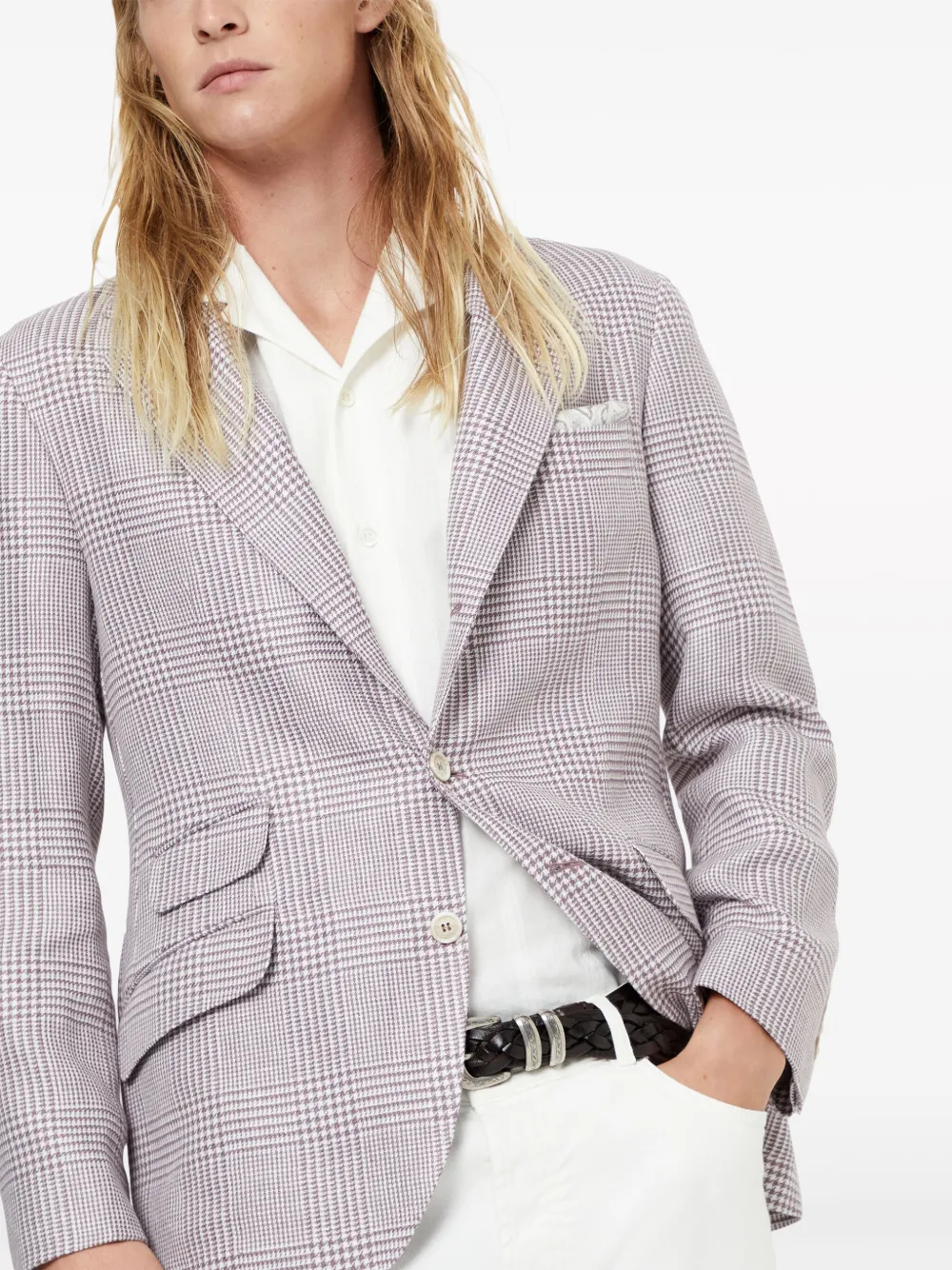 Shop Brunello Cucinelli Puppytooth Single-breasted Blazer In Purple