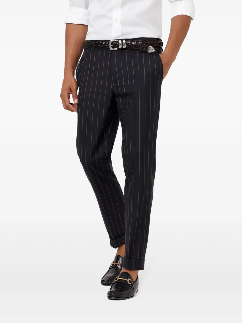 Brunello Cucinelli Pantalon met krijtstreep Zwart