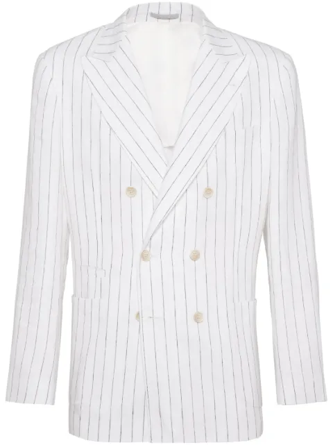 Brunello Cucinelli pinstripe-print linen blazer