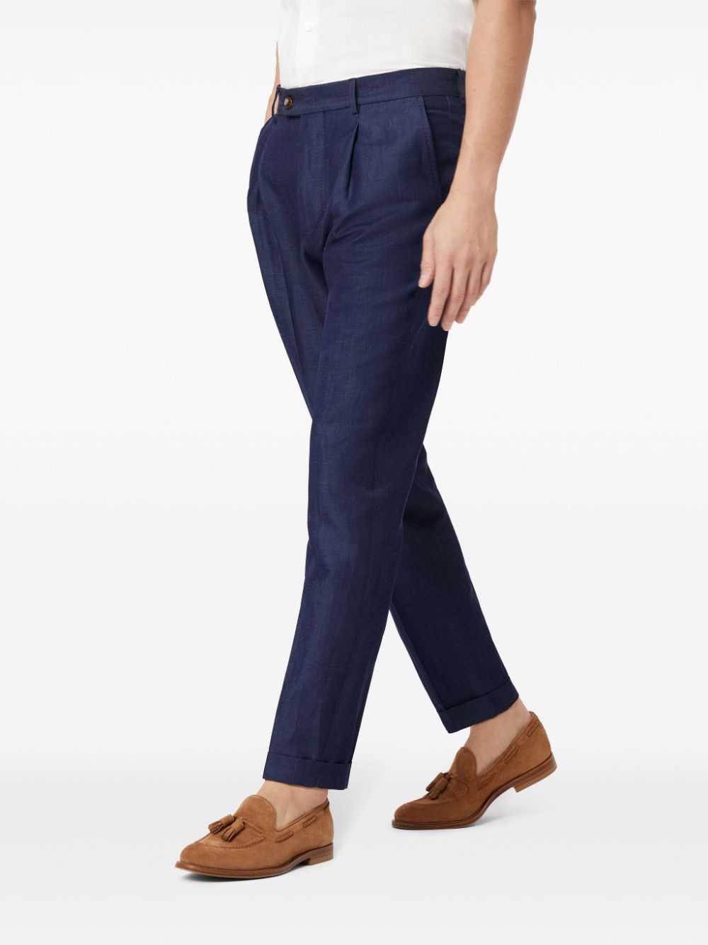 Shop Brunello Cucinelli High-waist Tapered Trousers In Blue