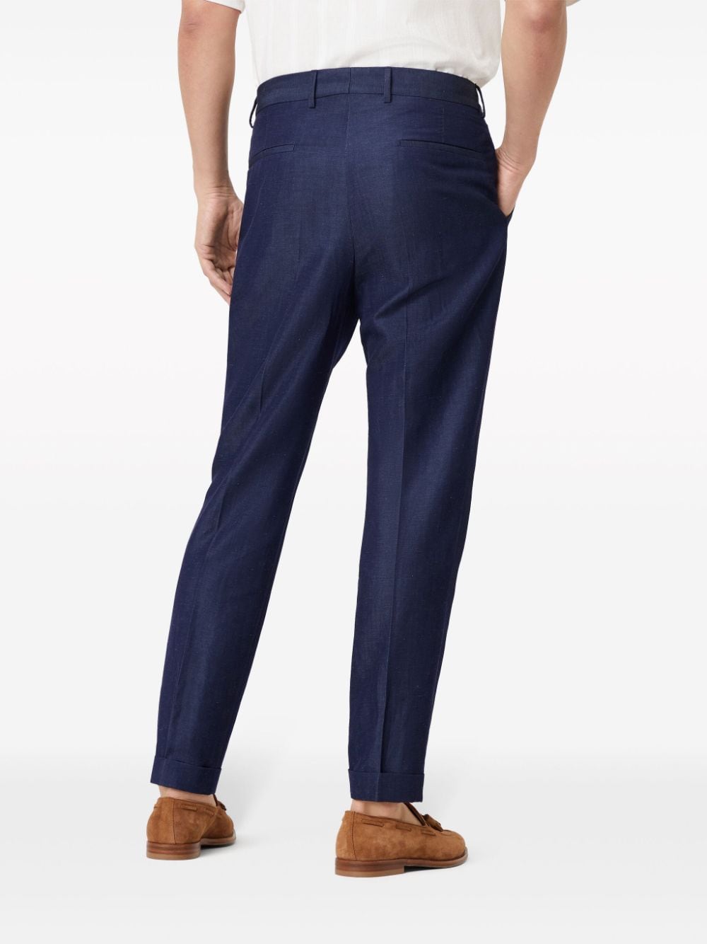 Shop Brunello Cucinelli High-waist Tapered Trousers In Blue