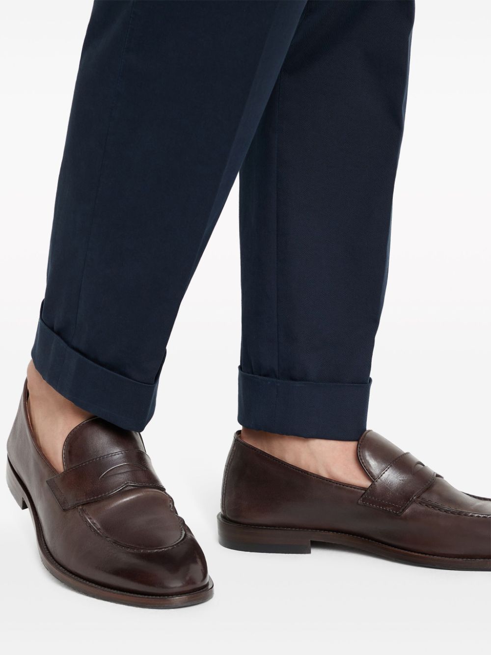 Brunello Cucinelli strap-detail leather loafers Brown