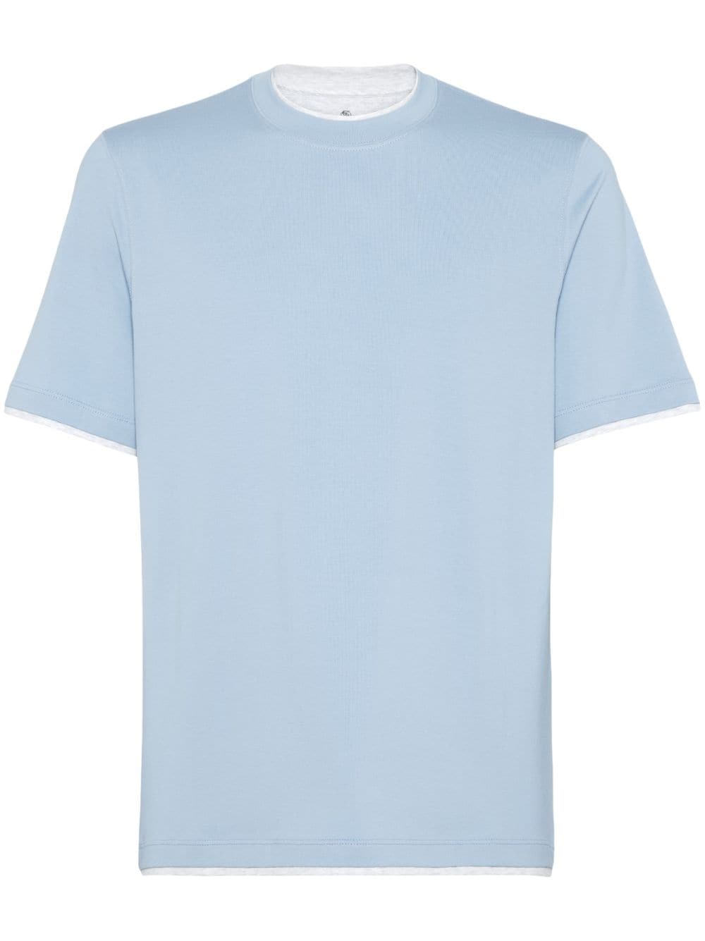 Brunello Cucinelli Layered Detail Cotton T-shirt In Blue