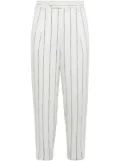 Brunello Cucinelli striped turn-up hem tapered trousers - White