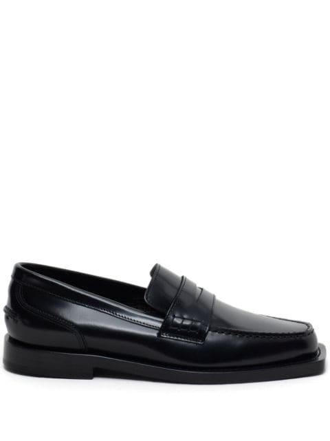 Closed square-toe leather loafers