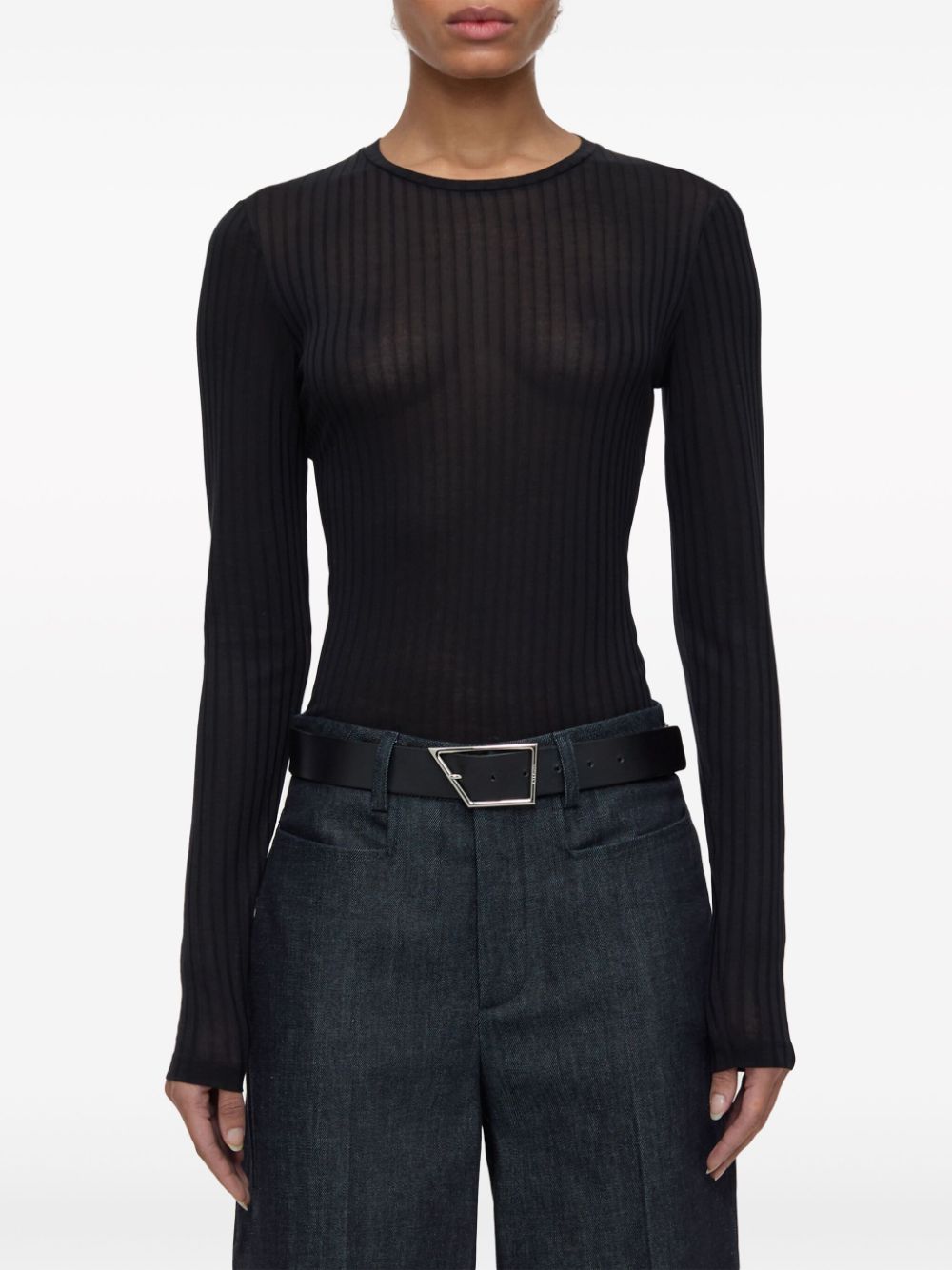 Shop Closed Long-sleeve Ribbed T-shirt In Black