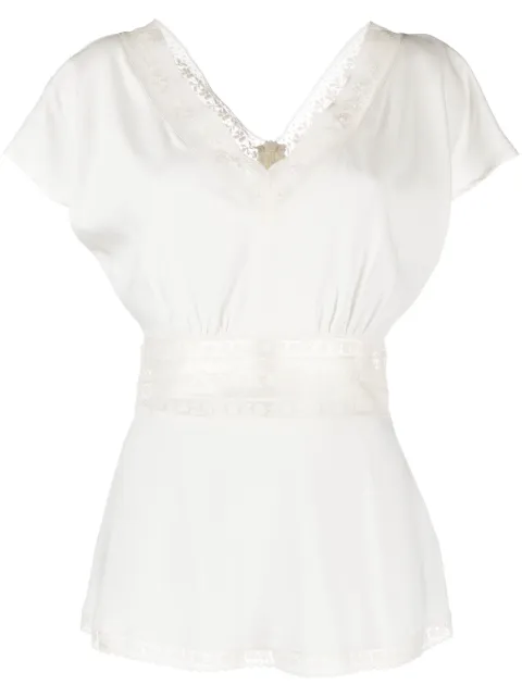 P.A.R.O.S.H. blusa de seda con detalle de encaje