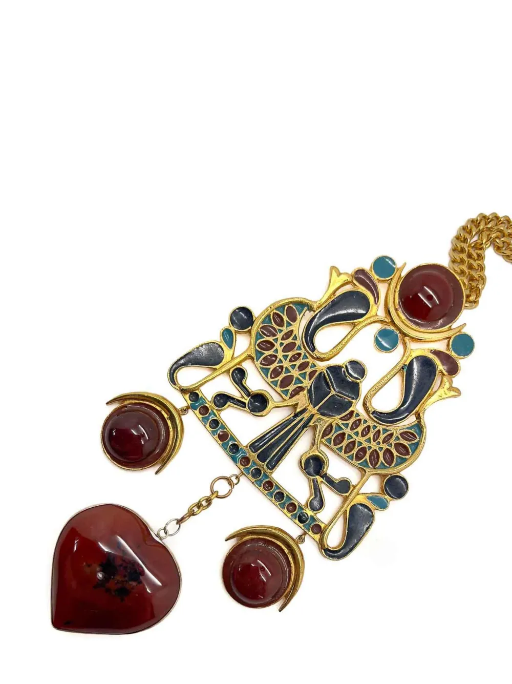 Jennifer Gibson Vintage Adrian Mann London Egyptian Revival Necklace 1970s - Goud