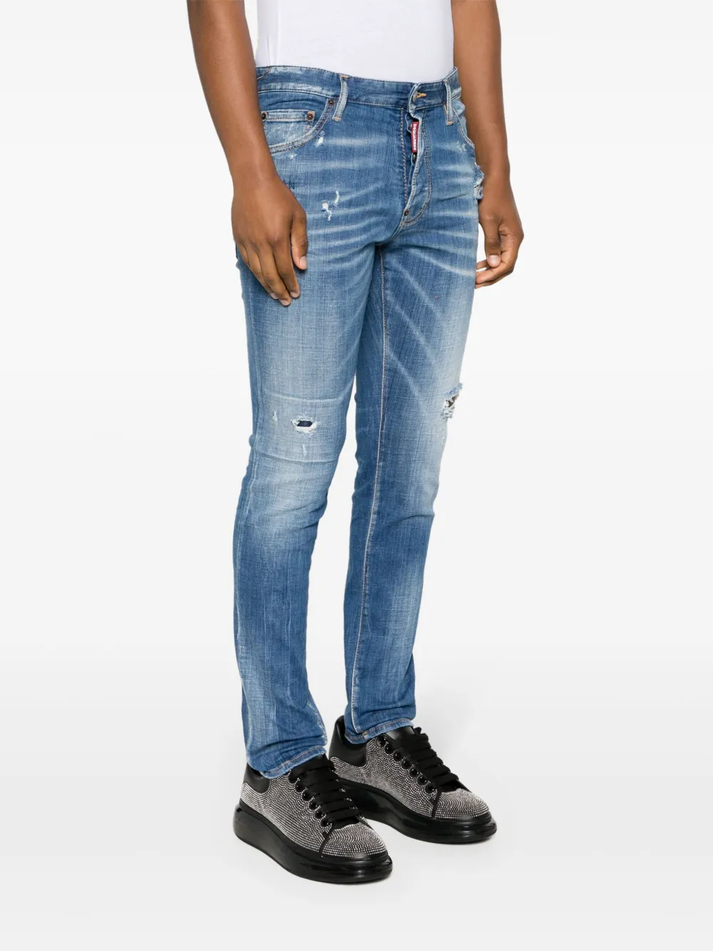 Shop Dsquared2 Cool Guy Distressed Skinny Jeans In Blue