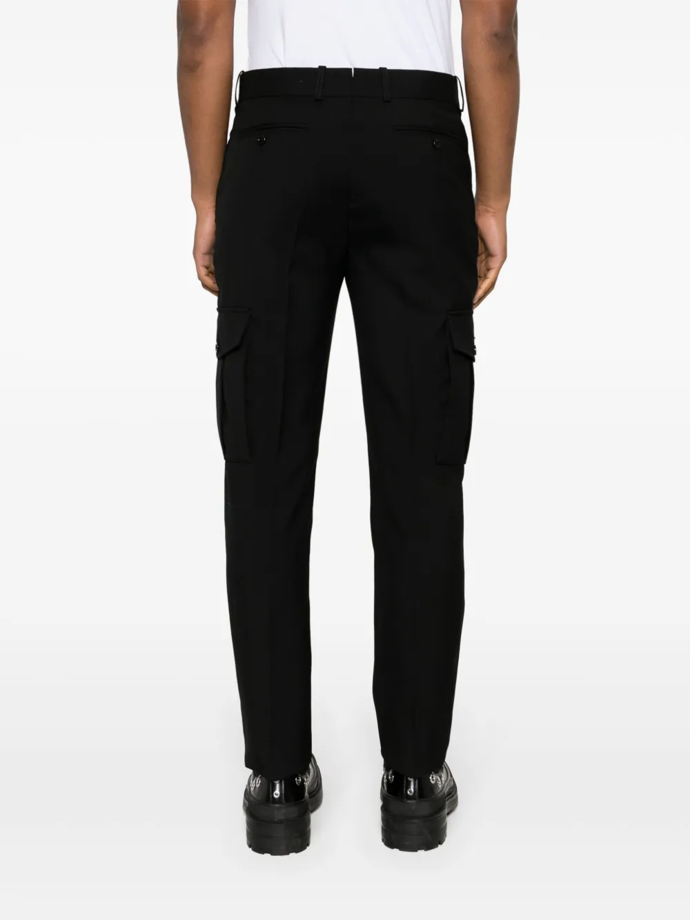 Shop Alexander Mcqueen Tapered-leg Cargo Trousers In Black