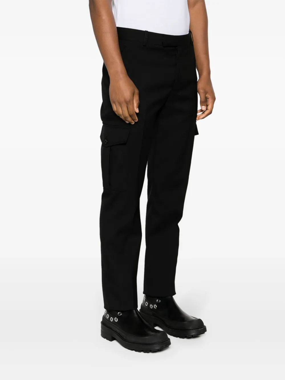 Shop Alexander Mcqueen Tapered-leg Cargo Trousers In Black