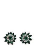Jennifer Gibson Jewellery Vintage Austrian Emerald Crystal Floral Earrings 1950s - Green