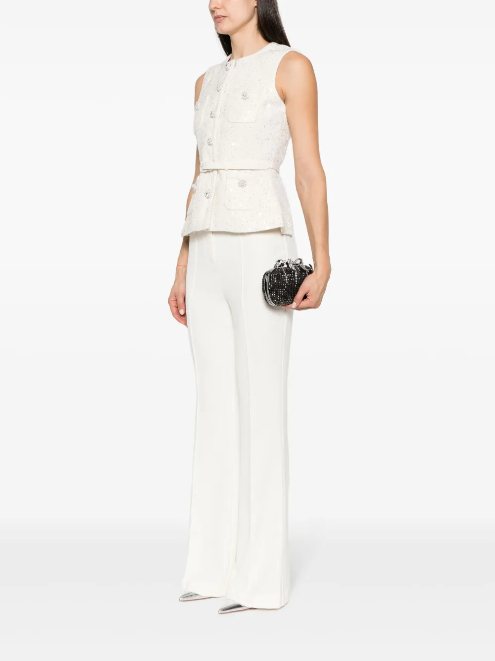 Self-Portrait Clutch verfraaid met kristallen - Zwart