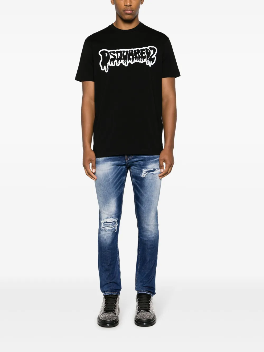 Shop Dsquared2 Logo-print Cotton T-shirt In Black