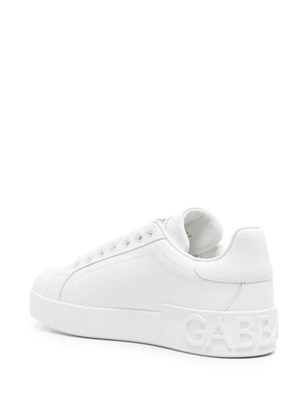 Dolce & Gabbana White Calfskin Portofino Sneakers In White