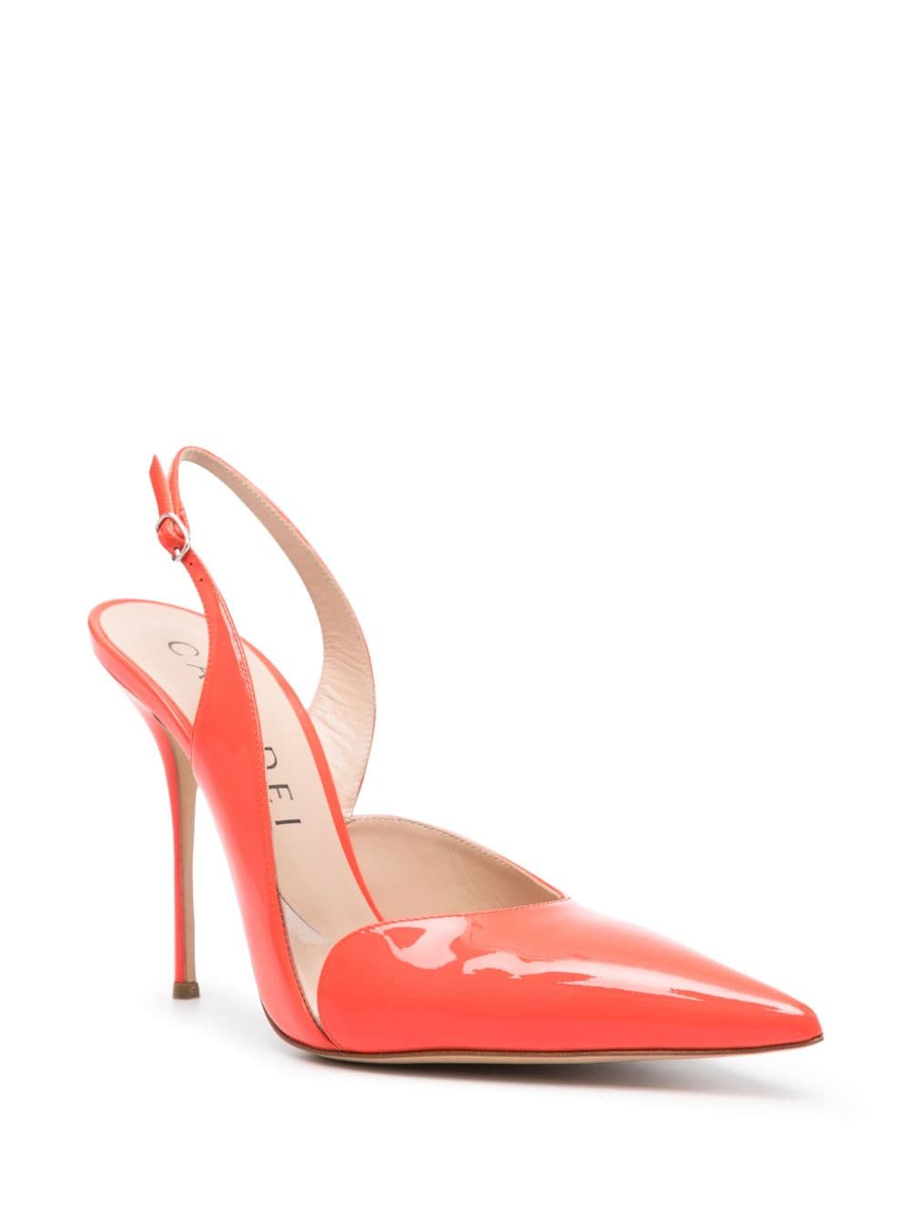 Shop Casadei Patent-leather Slingback Pumps In Red