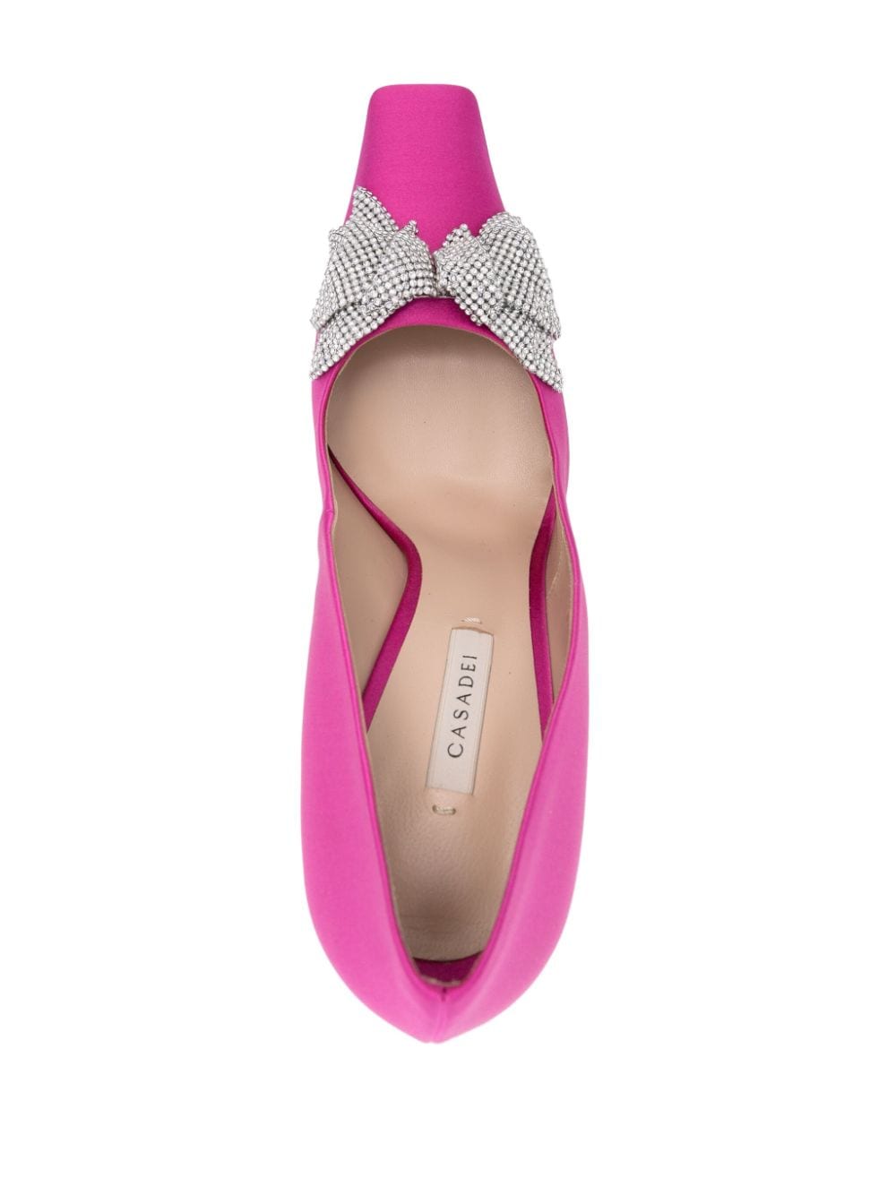 Shop Casadei Butterfly 100mm Satin Pumps In Pink