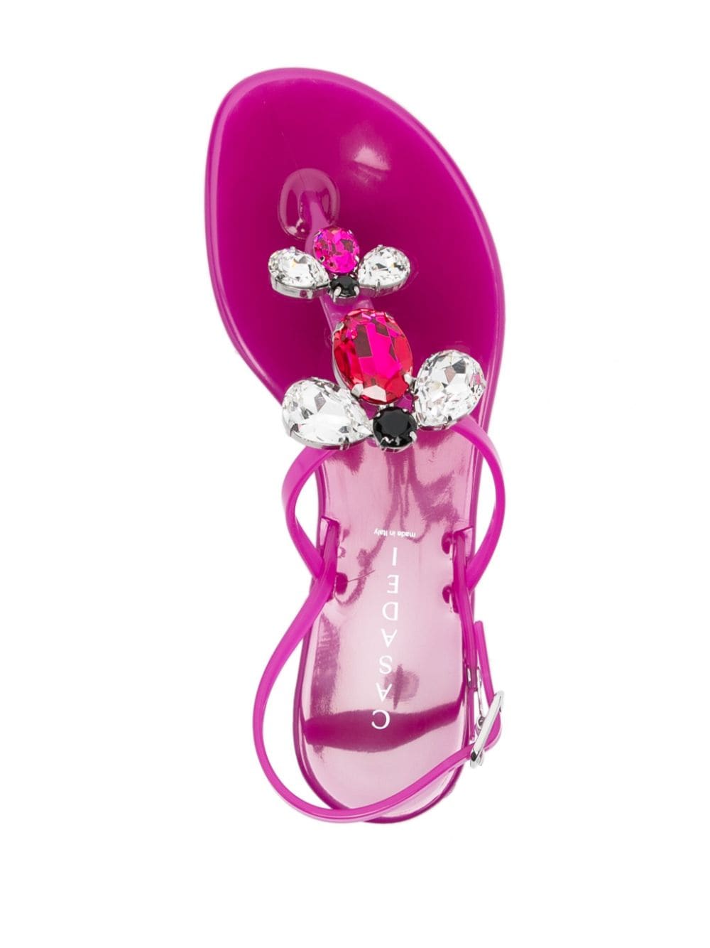 Shop Casadei Jelly Crystal-embellishment Sandals In Pink