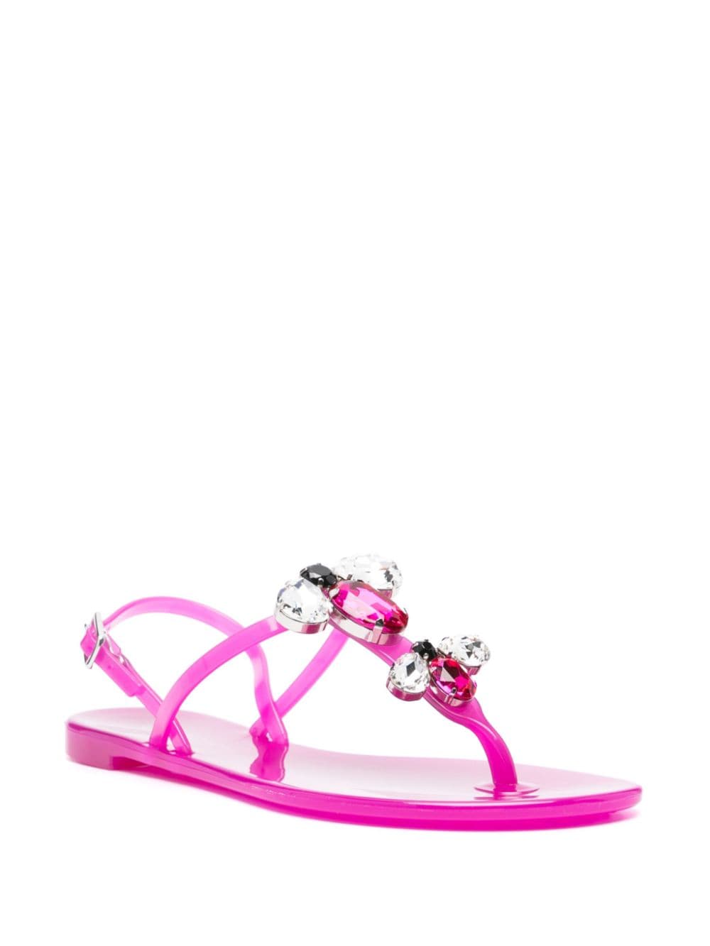 Shop Casadei Jelly Crystal-embellishment Sandals In Pink