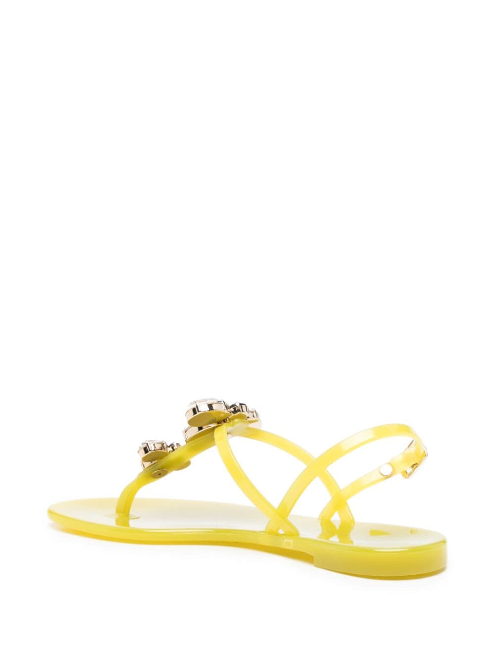 Shop Casadei Jelly Crystal-embellished Sandals In Green