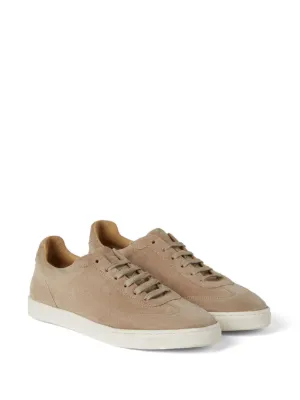 Baskets Basses Brunello Cucinelli Cuir Grainé Et Daim - Multi-panneaux - Neuf Avec Emballage