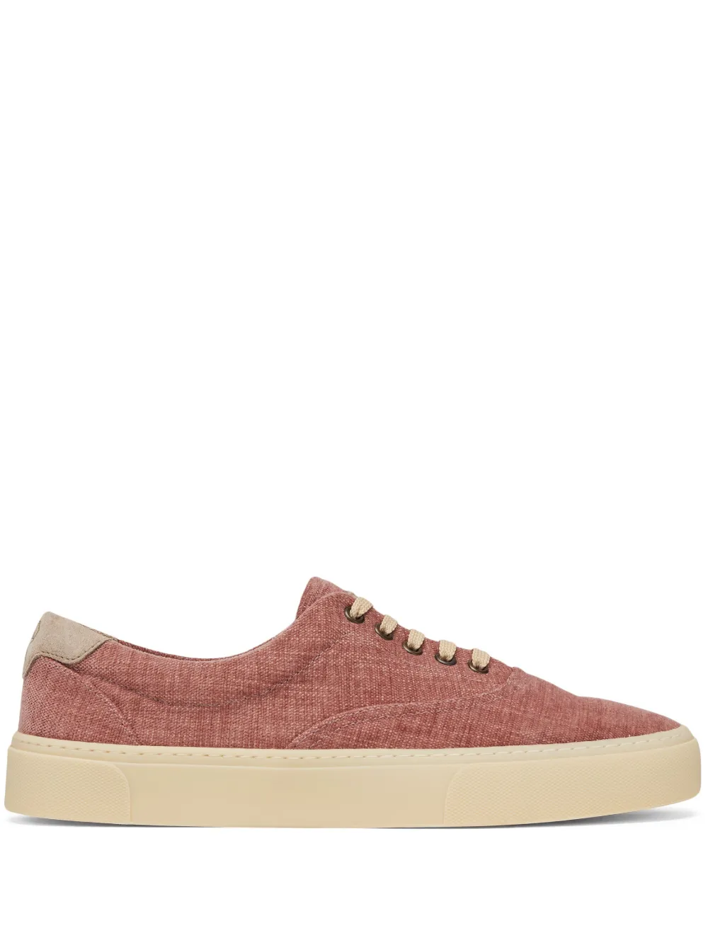 Brunello Cucinelli Men's Textile Lace-up Trainers In Red