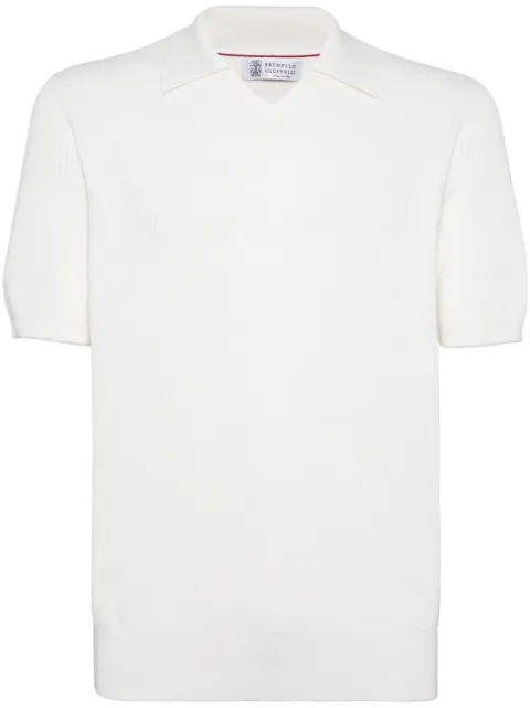 Brunello Cucinelli pointed-flat collar cotton polo shirt 