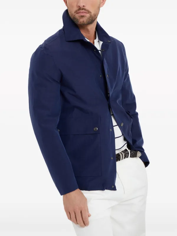 テーラードジャケット BRUNELLO CUCINELLI INDIGO BLUE LINEN CASUAL JACKET Brunello Cucinelli - Ocean Blue Linen Patch Pocket Sportcoat